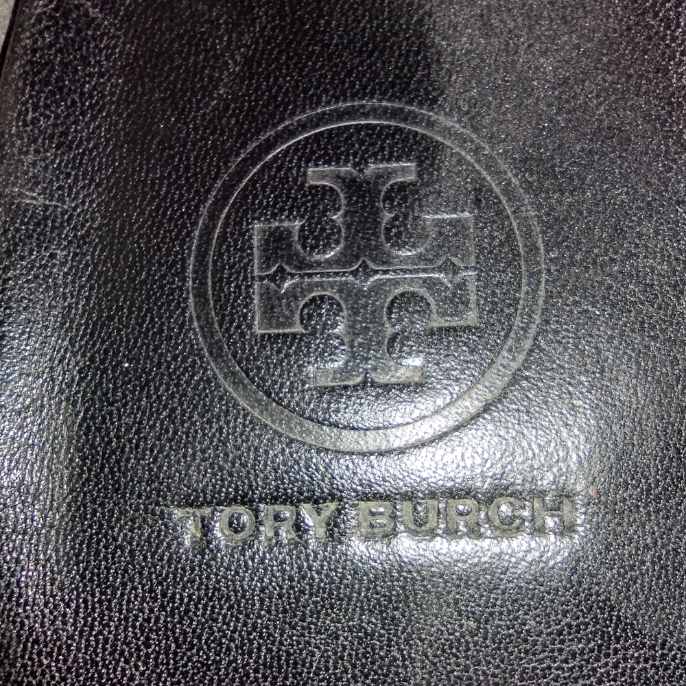 Tory Burch Black Patent Crinkle Leather Travel Flats Size 8 - Picture 7 of 8